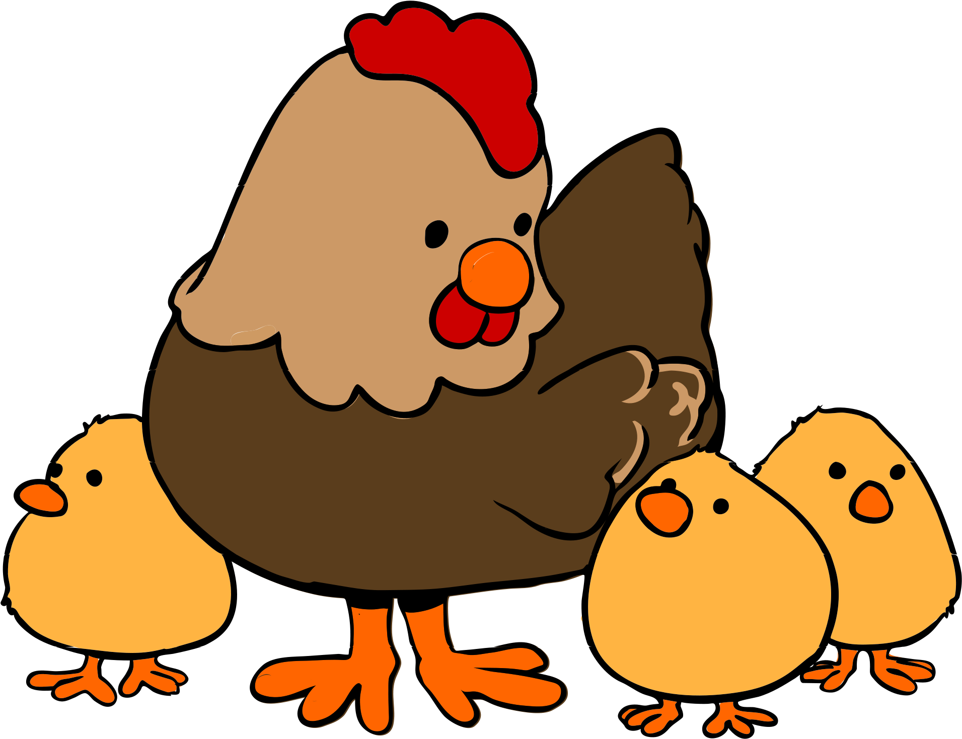 Mother Hen With Chicks Illustration