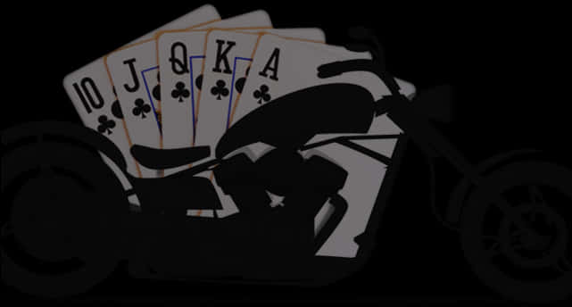 Motorcycleand Playing Cards Silhouette