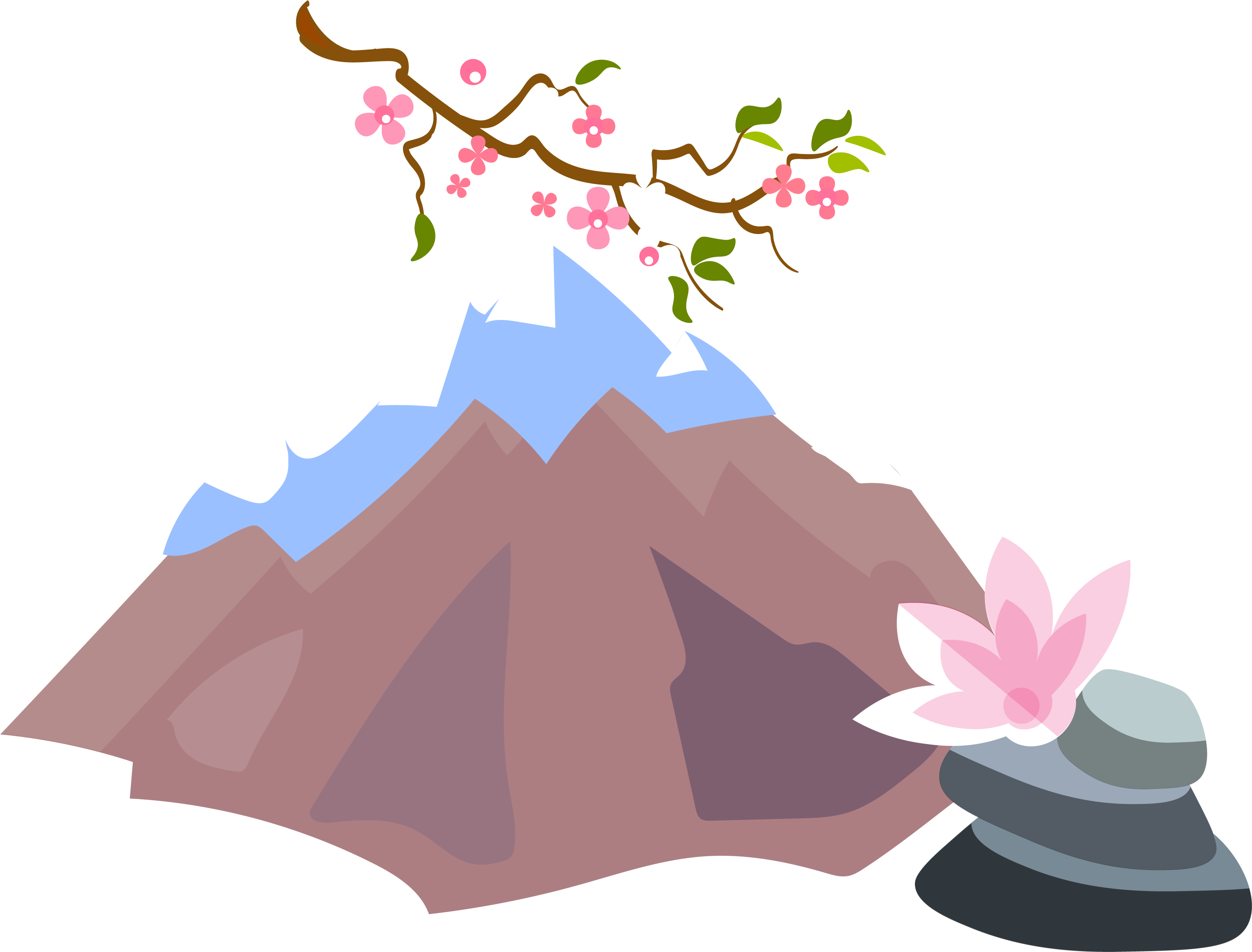 Mount Fuji Sakuraand Stones Vector