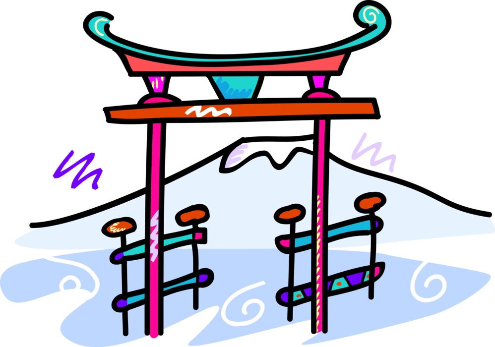 Mount Fuji Torii Gate Illustration