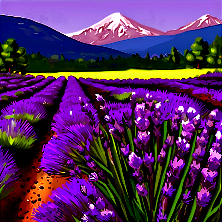 Mountain And Lavender Field Png 05032024