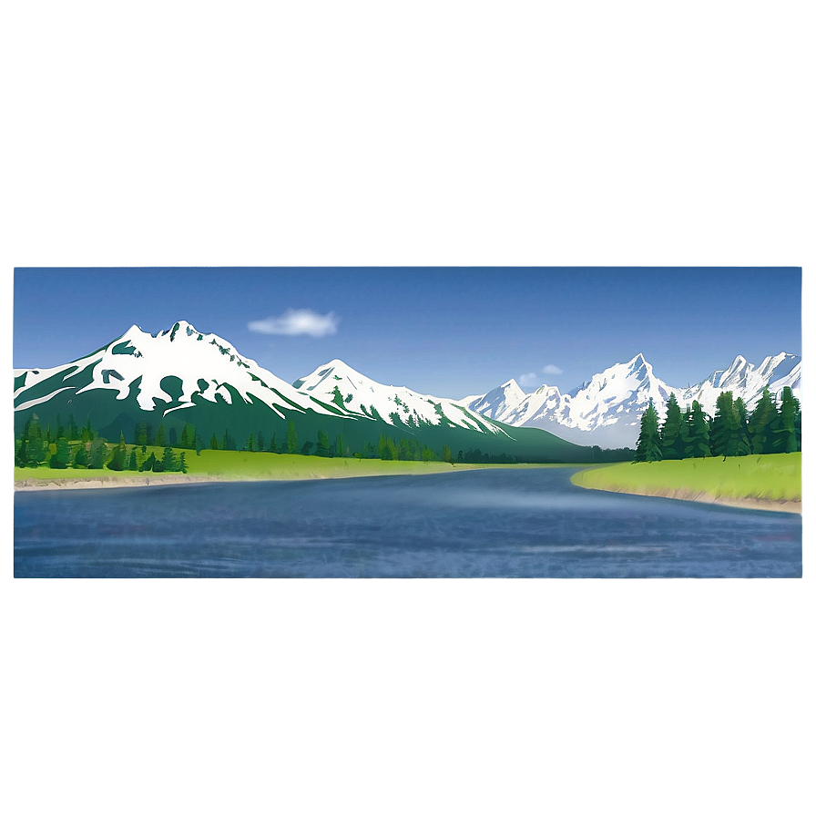 Mountain And River Scene Png Qbh