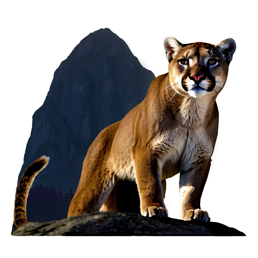 Mountain Lion In Moonlight Png Gty25