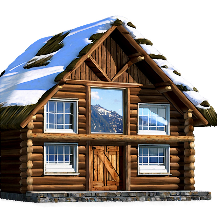 Mountain Log Cabin View Png Srq