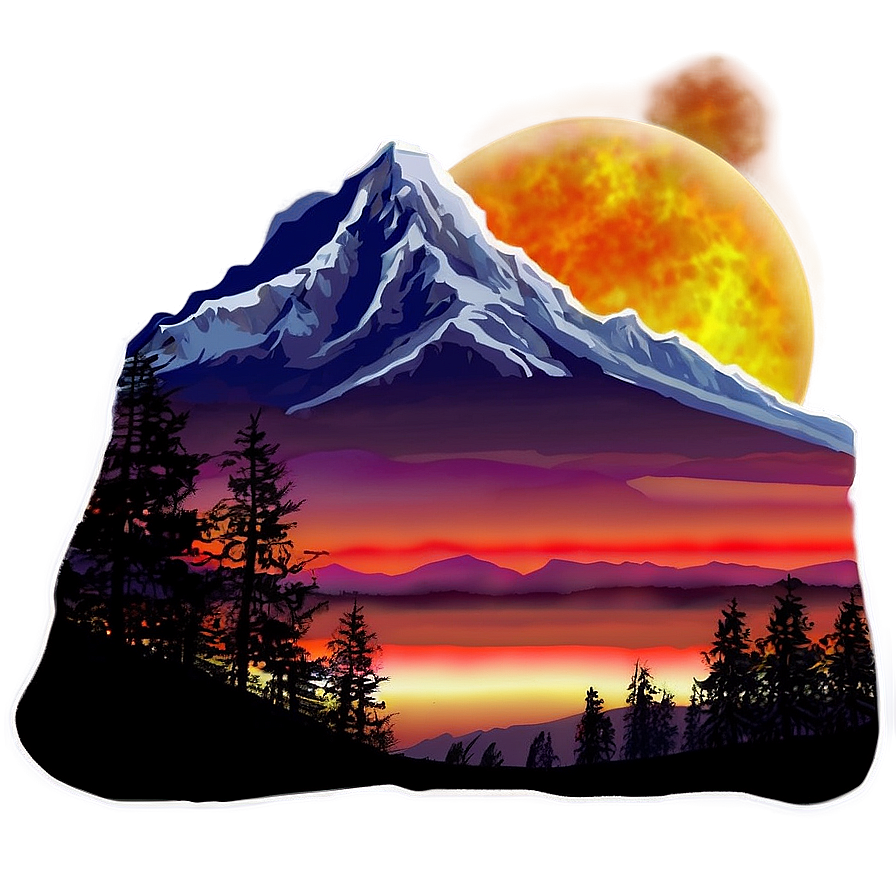 Mountain Sunset Scene Png 41