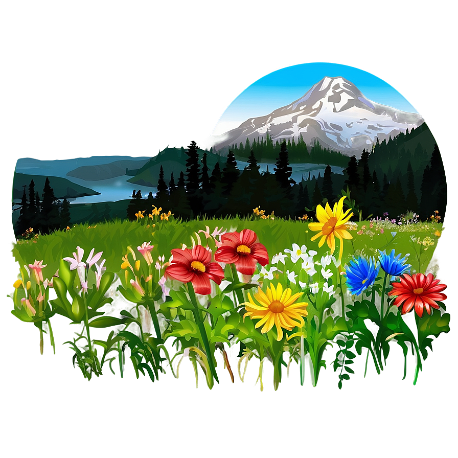 Mountain With Flowers Png 41