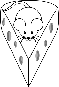 Mouse Cheese Wedge Illustration