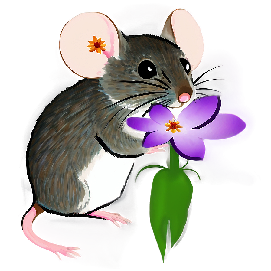 Mouse With Flower Png 4