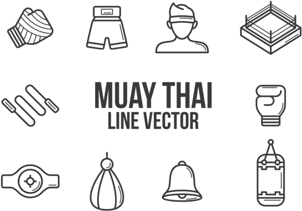 Muay Thai Equipment Icons Set