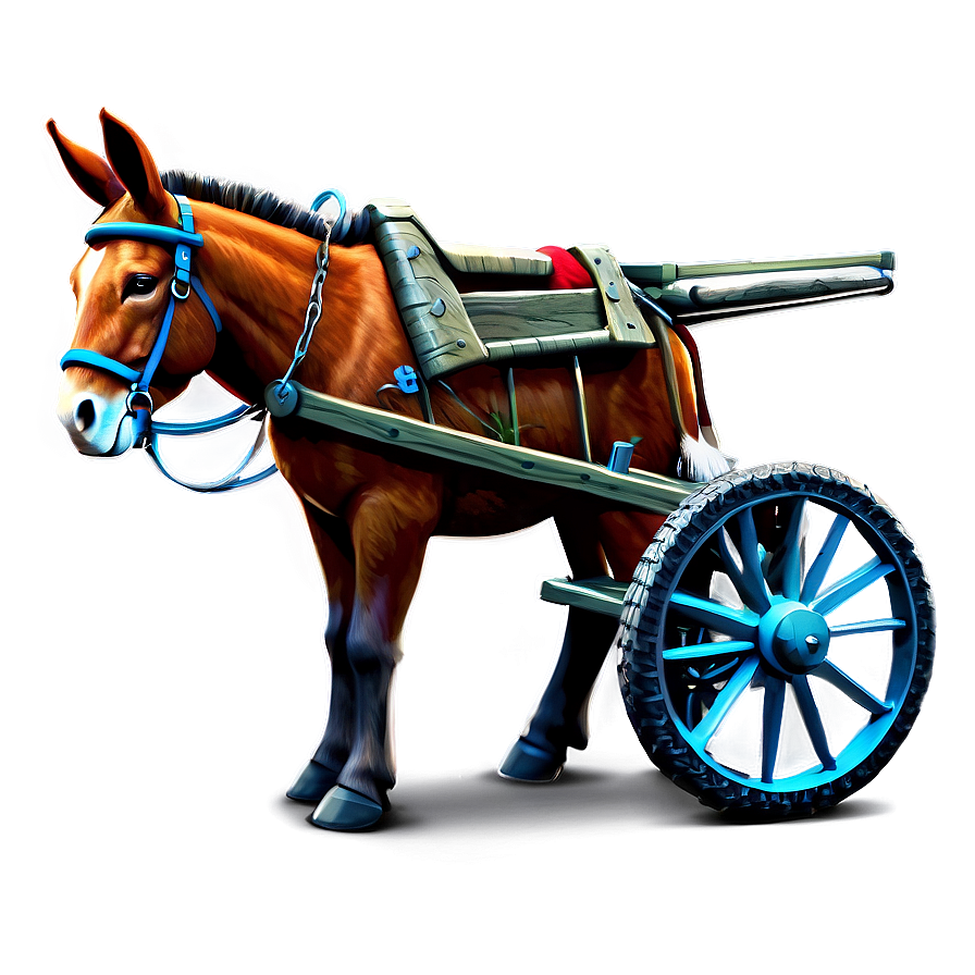 Mule With Cart Illustration Png Gav