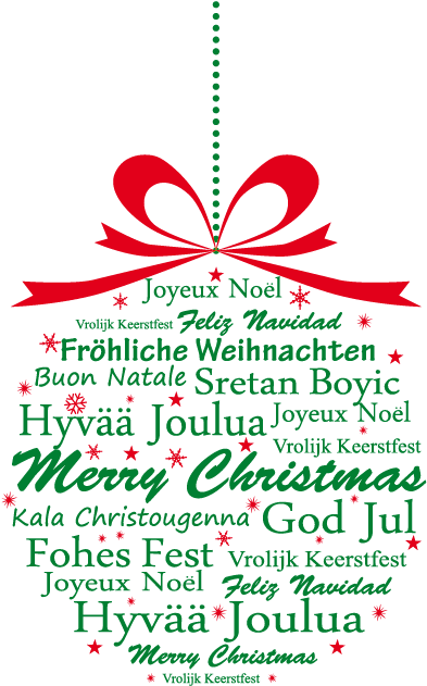 Multilingual Merry Christmas Graphic