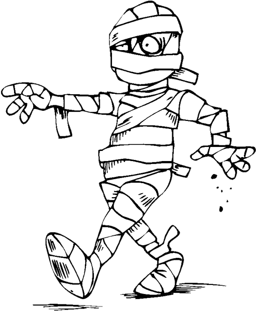 Mummy Cartoon Coloring Page