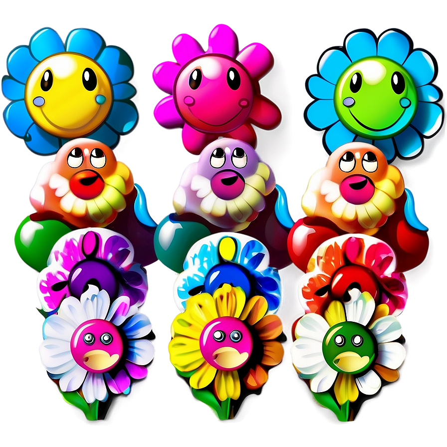 Murakami Flower With Faces Png Pgw