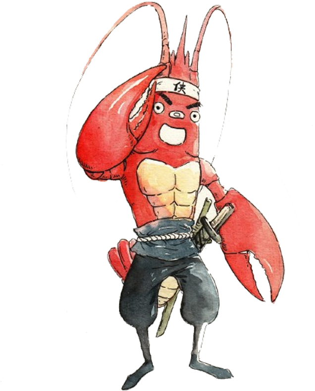 Muscled Shrimp Cartoon Character