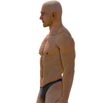 Muscular Bald Man Profile View