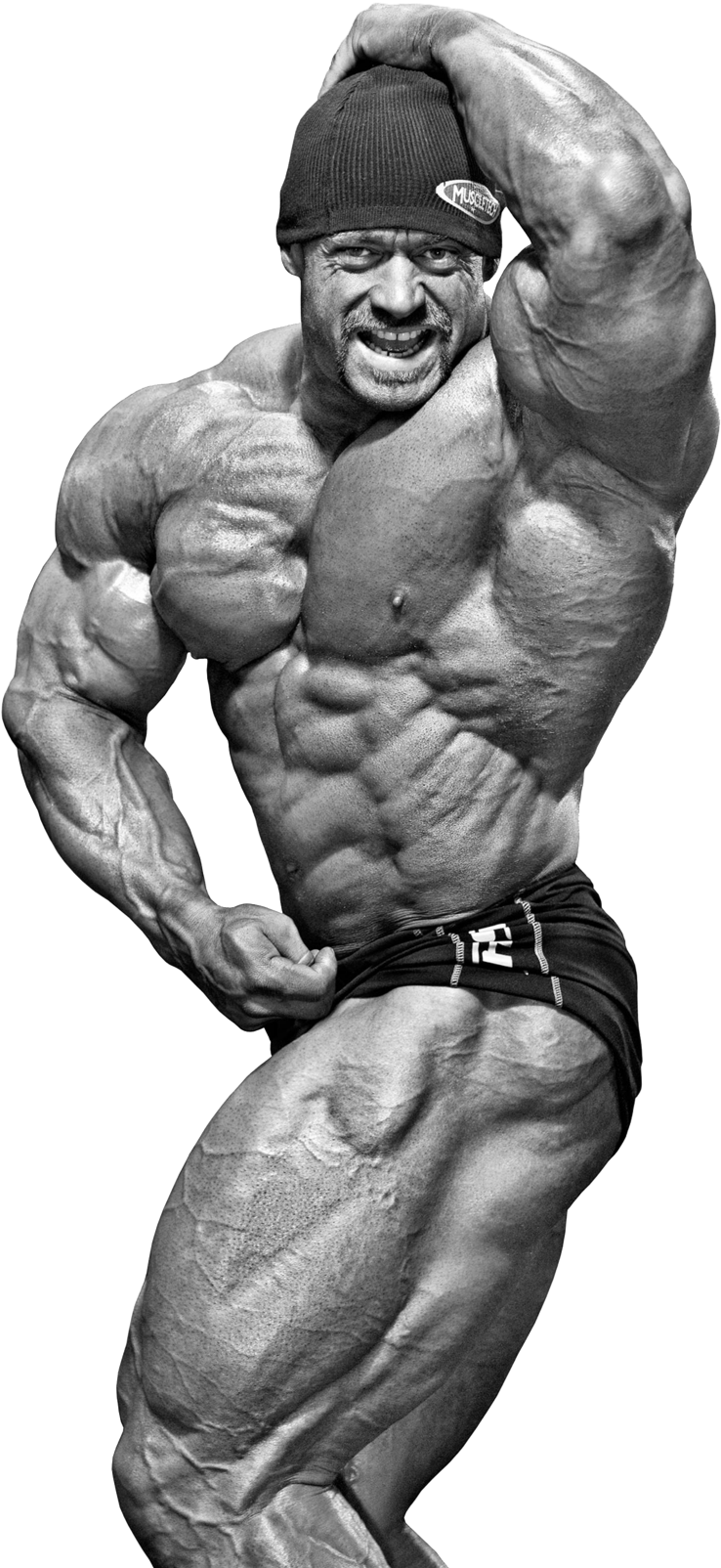 Muscular Bodybuilder Flexing Biceps