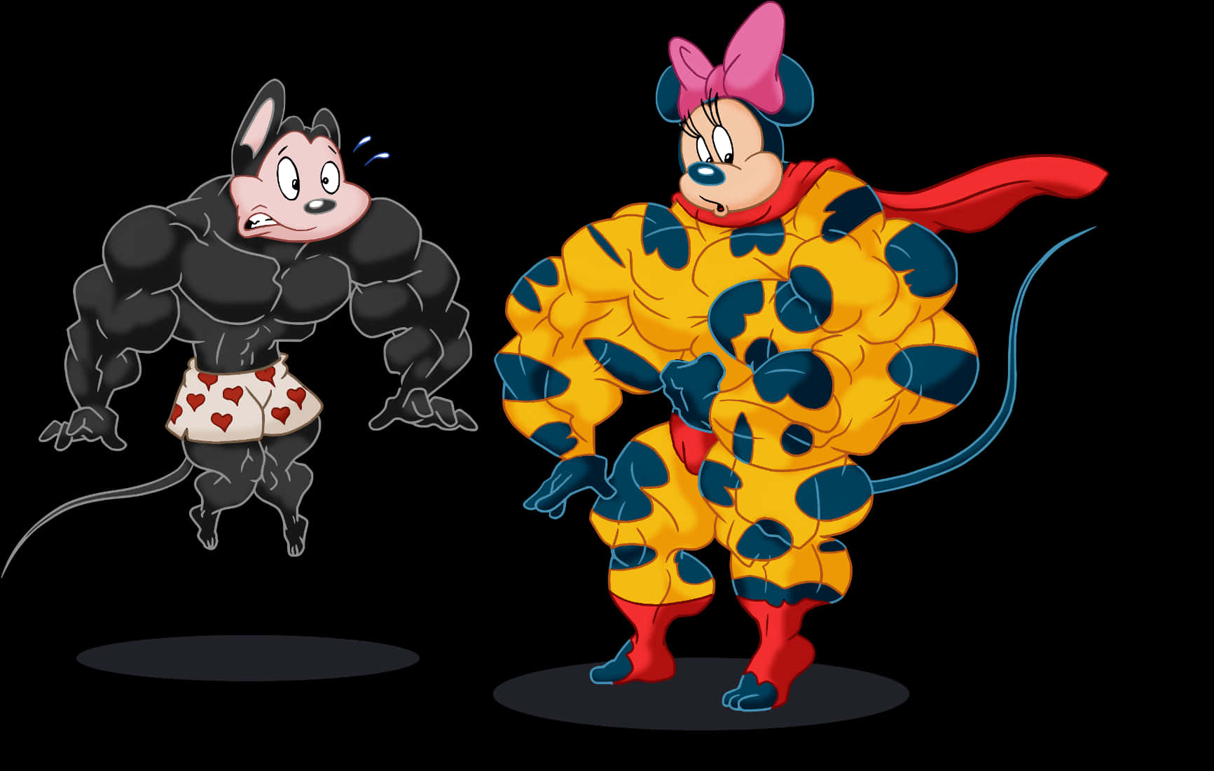 Muscular Cartoon Mice Illustration