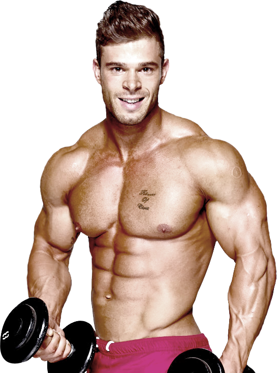Muscular Man Dumbbell Curls Fitness Session
