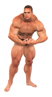 Muscular Man Posing Isolated