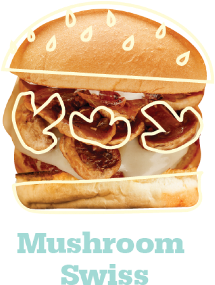 Mushroom Swiss Hamburger Illustration