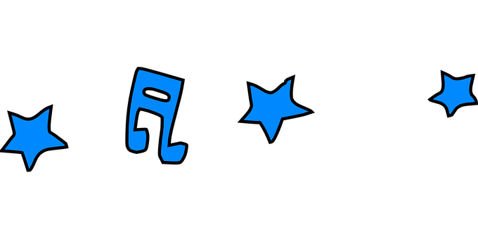 Musical Note And Stars_ Blue On Black