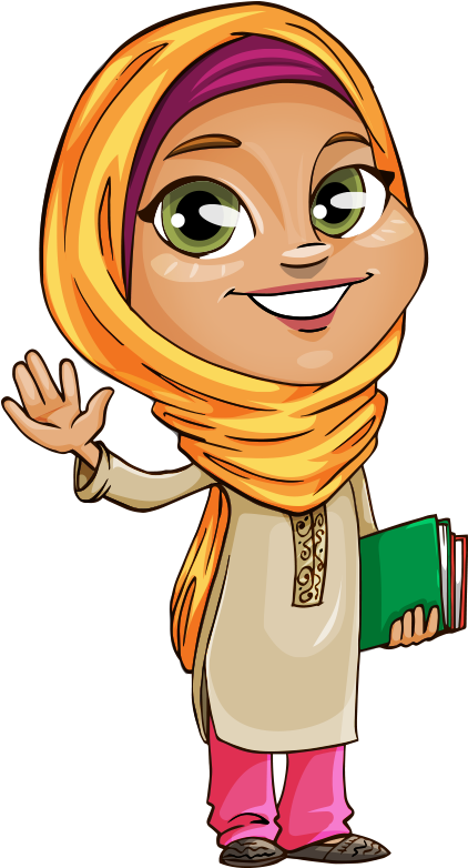 Muslim Girl Cartoon Character Hijab