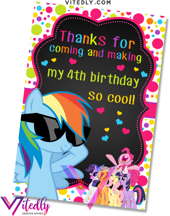 My Little Pony4th Birthday Thank You Card