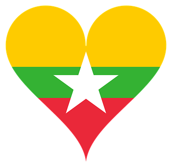 Myanmar Flag Heart Shaped