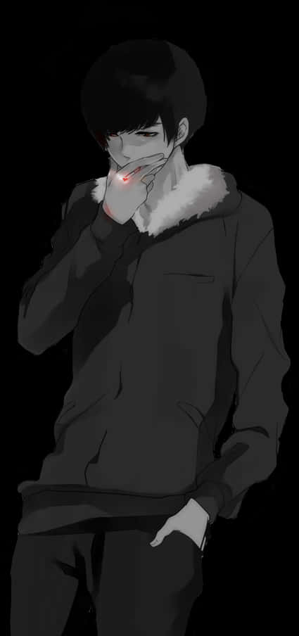 Mysterious_ Anime_ Boy_with_ Red_ Eyes