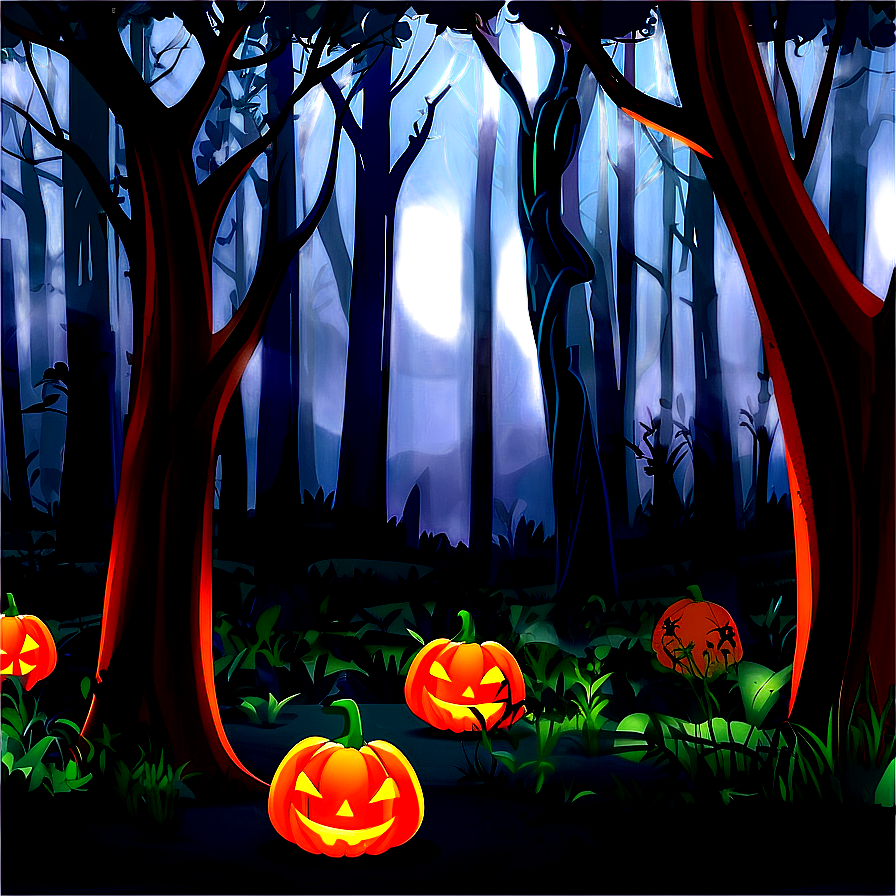 Mysterious Halloween Cartoon Forest Png Esr94