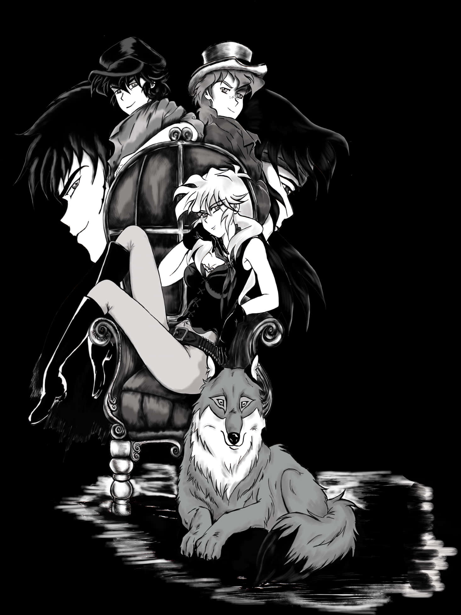 Mysterious_ Manga_ Group_with_ Wolf