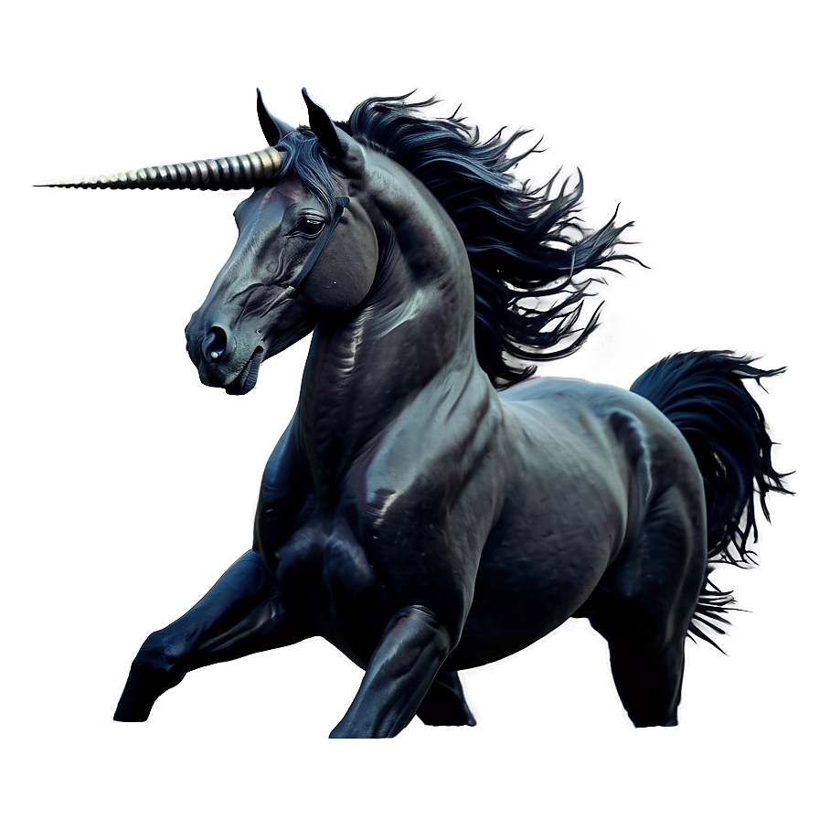 Mystical Black Unicorn Horse Png Vvb15