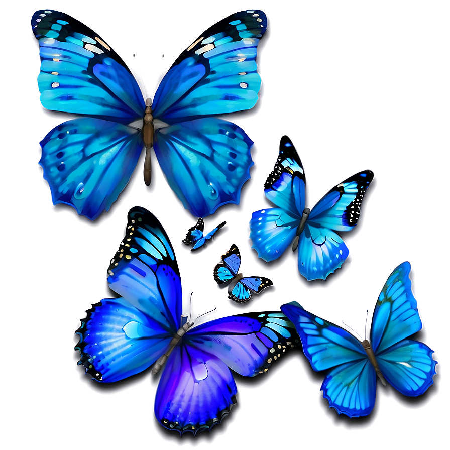 Mystical Blue Butterflies Png 06132024