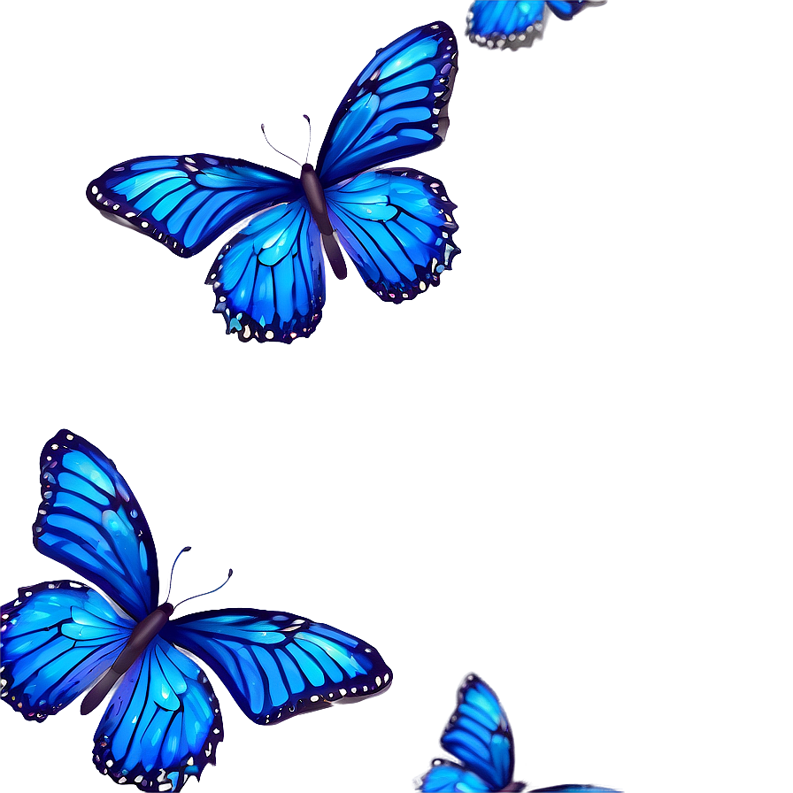 Mystical Blue Butterflies Png Tvd46