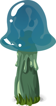 Mystical_ Blue_ Mushroom_ Illustration