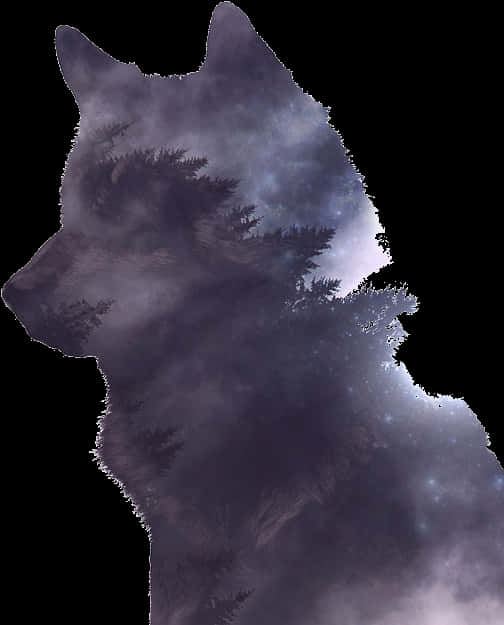 Mystical Forest Wolf Silhouette