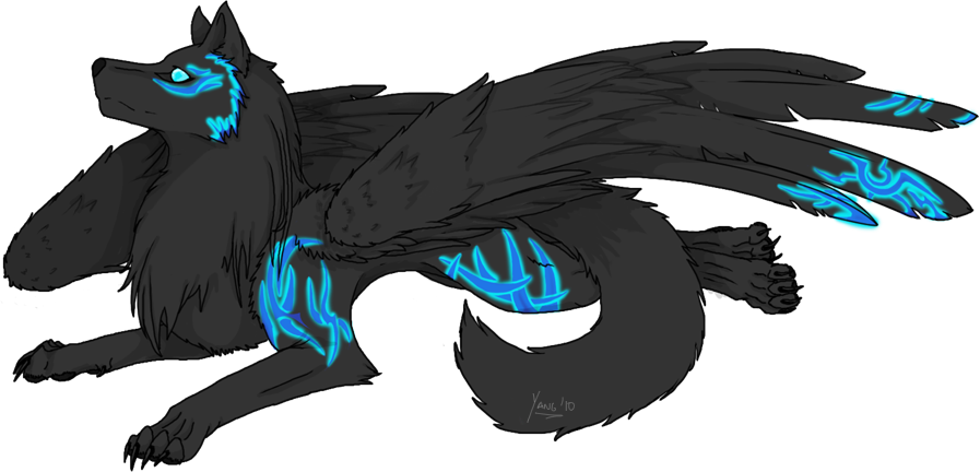 Mystical_ Winged_ Wolf_ Glowing_ Markings