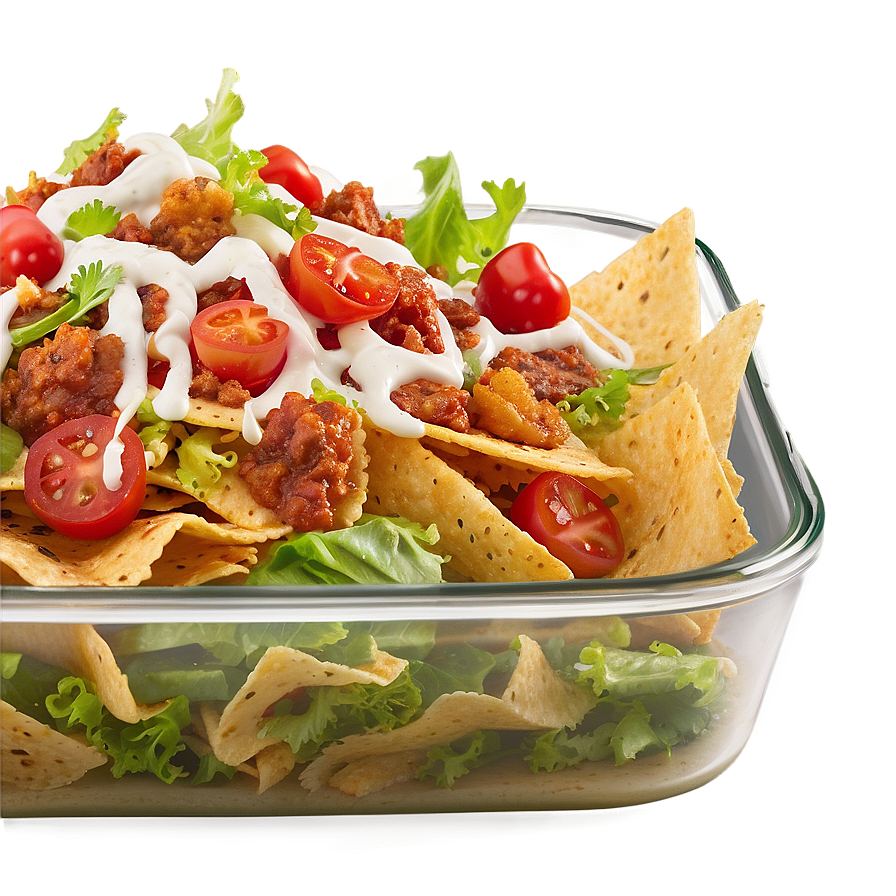 Nachos With Caesar Salad Topping Png Xds