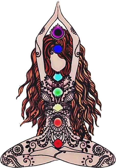 Namaste Yoga Pose Chakras Illustration