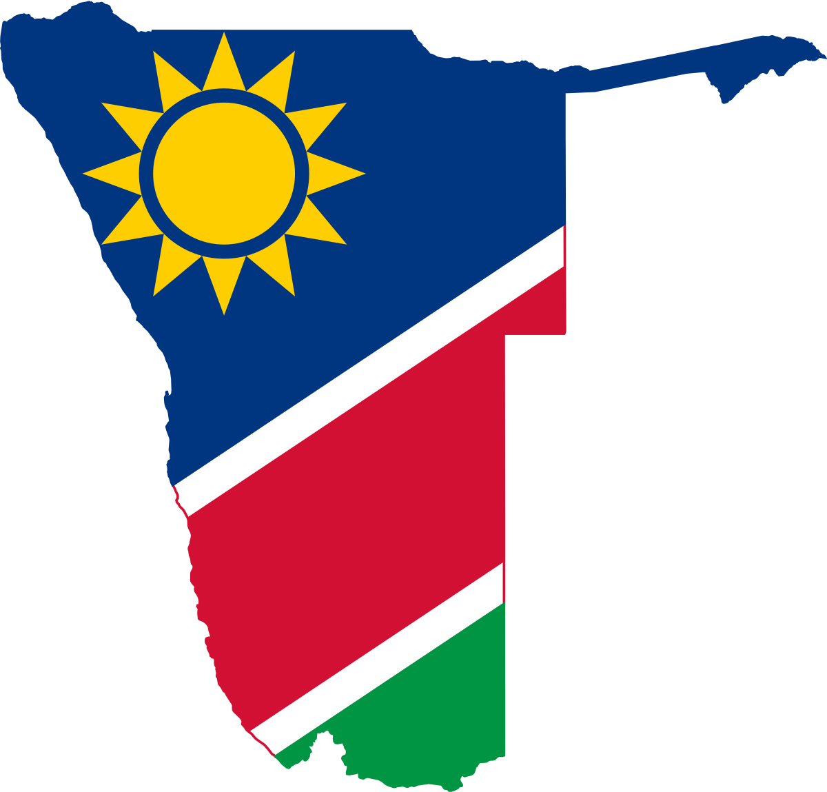 Namibia Map Outlinewith Flag