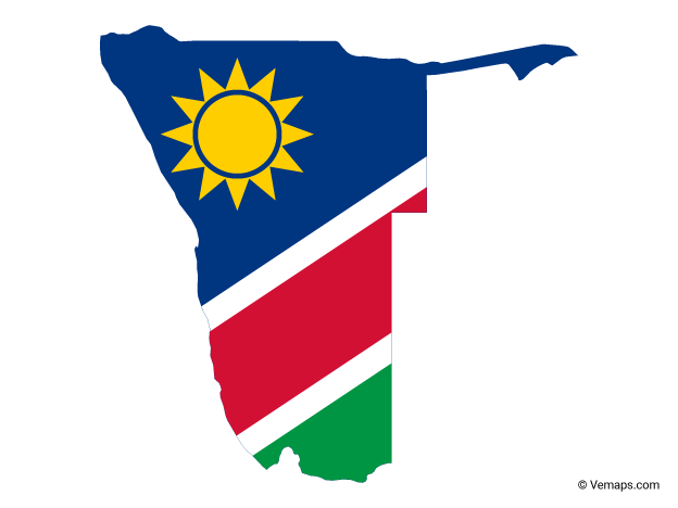 Namibia Mapwith Flag Overlay