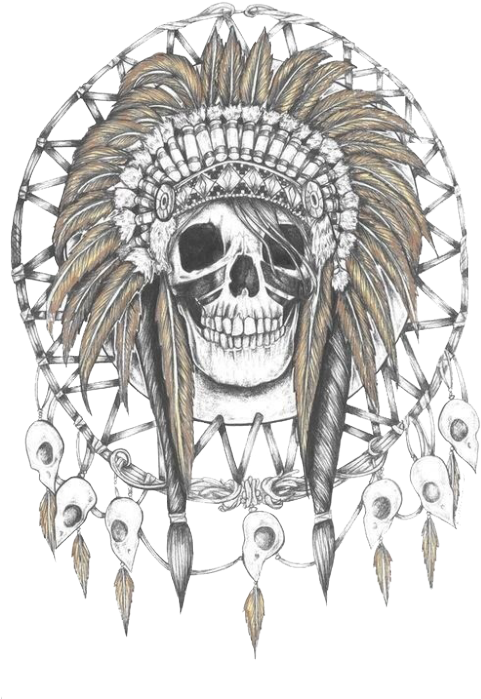 Native American Skull Tattoo Design