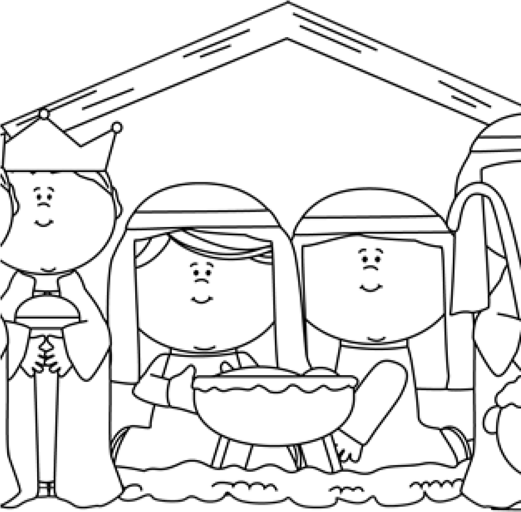 Nativity Scene Coloring Page