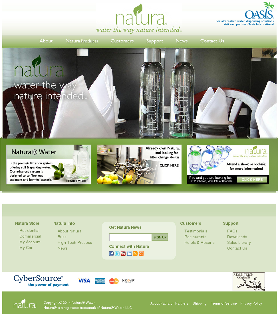 Natura Water Filtration System Website Screenshot