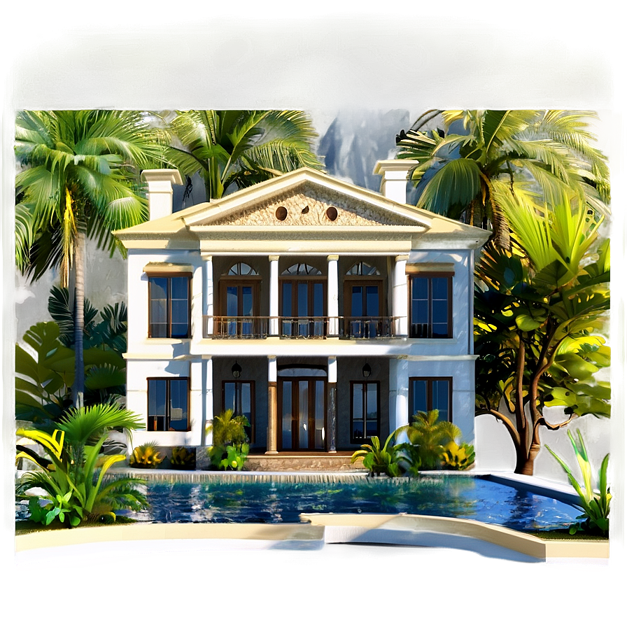 Nature Surrounded Mansion Png 13