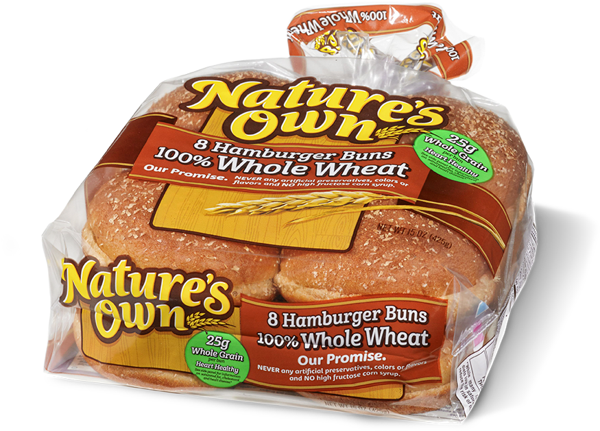 Natures Own Whole Wheat Hamburger Buns Package