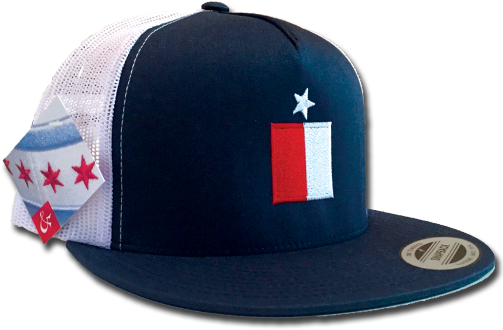 Navy White Mesh Baseball Capwith Flag Patch