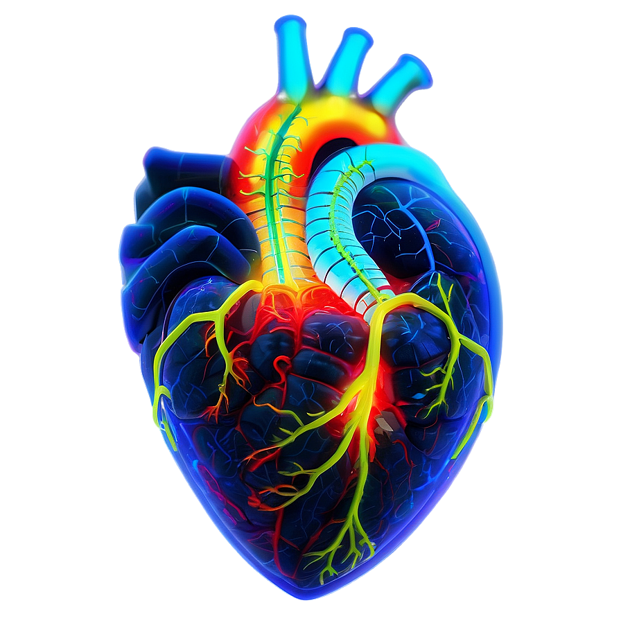 Neon Anatomical Heart Png 06122024