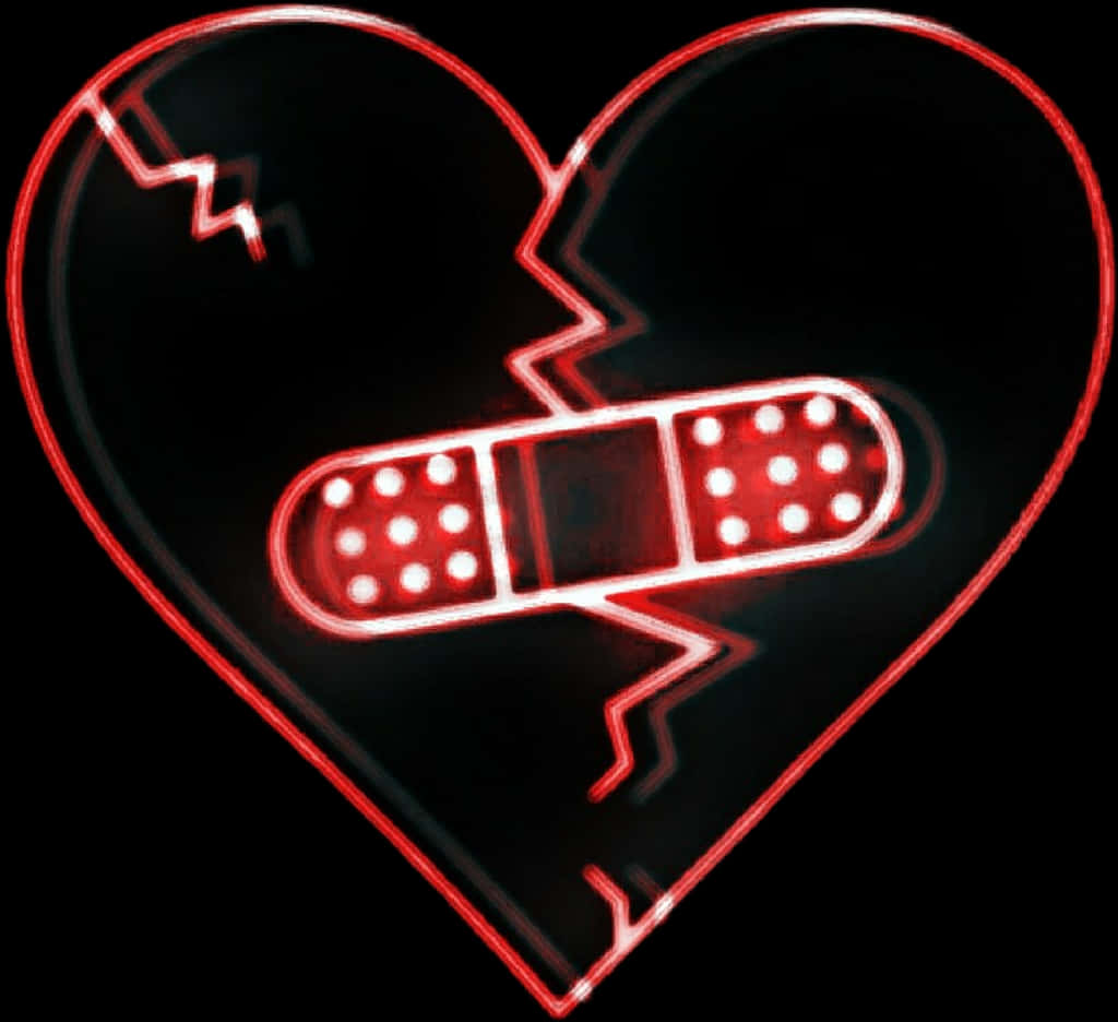 Neon Broken Heartwith Bandaid