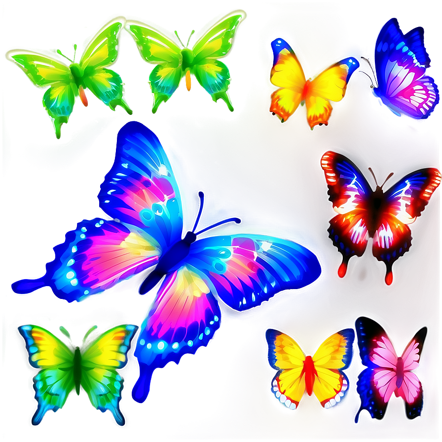 Neon Butterflies Png Hqr69